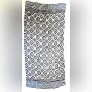 Blue Patterned scarf  rectangle silk